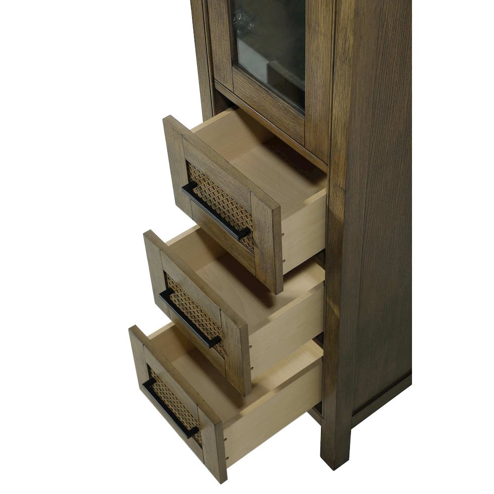 16 Inch Bath Storage Glass Cabinet in Hazel Oak