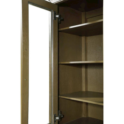 16 Inch Bath Storage Glass Cabinet in Hazel Oak