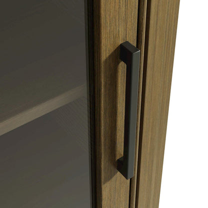 16 Inch Bath Storage Glass Cabinet in Hazel Oak