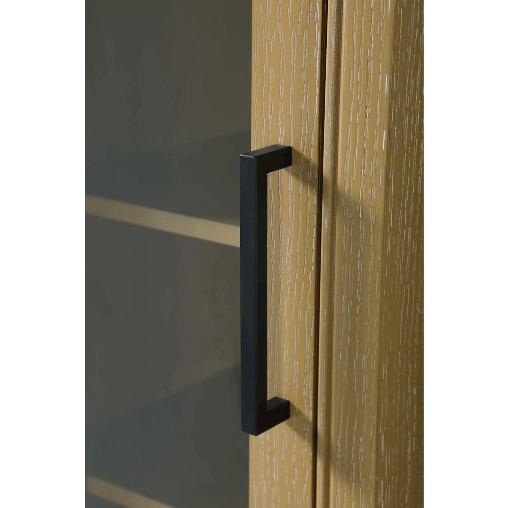 16 Inch Bath Storage Glass Cabinet in Linen Oak