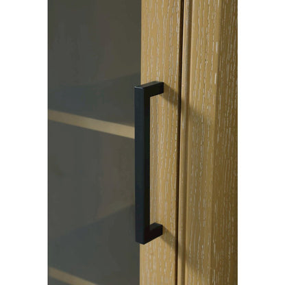 16 Inch Bath Storage Glass Cabinet in Linen Oak