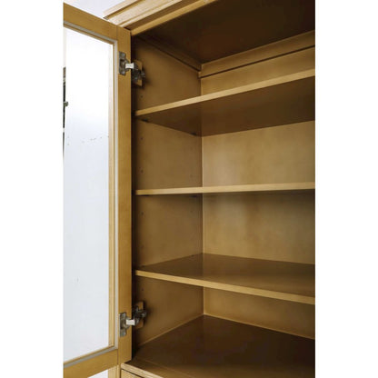 16 Inch Bath Storage Glass Cabinet in Linen Oak