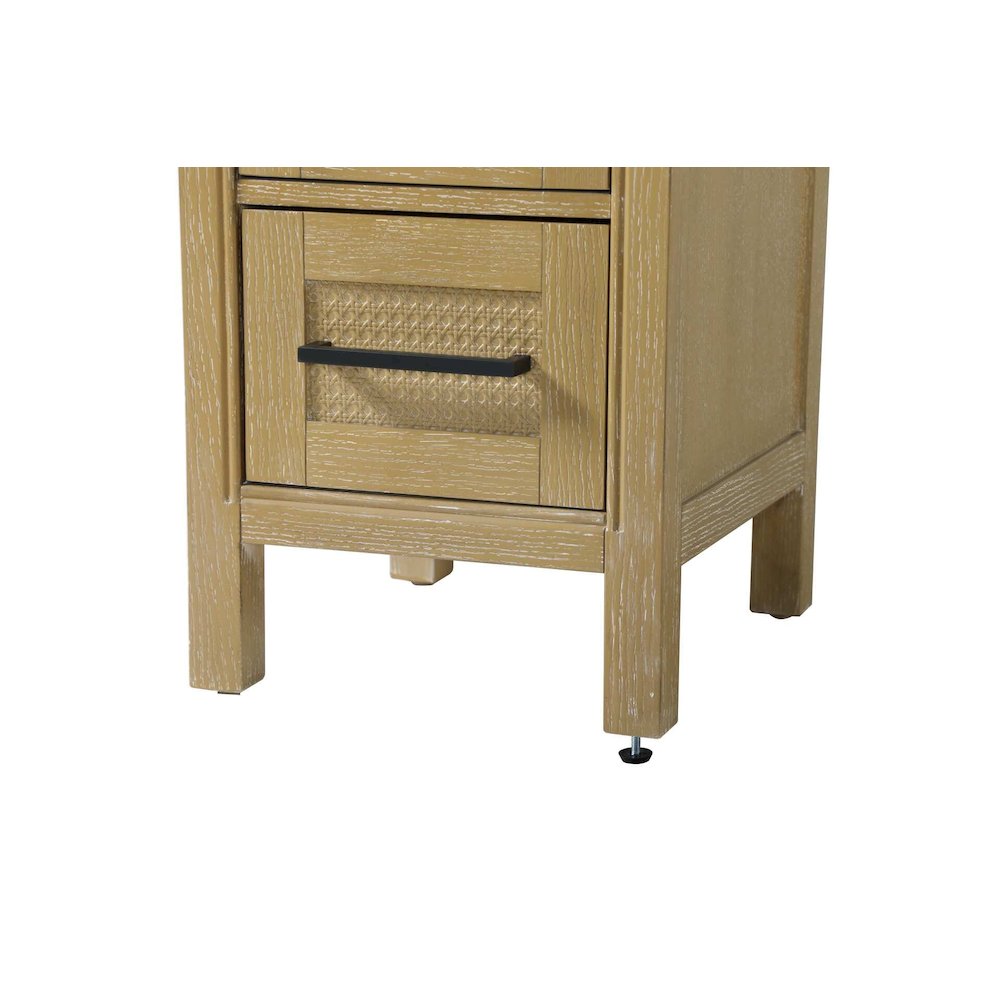 16 Inch Bath Storage Glass Cabinet in Linen Oak