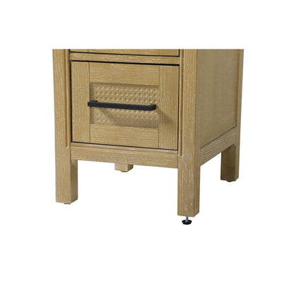 16 Inch Bath Storage Glass Cabinet in Linen Oak