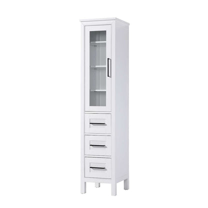 16 Inch Bath Storage Glass Cabinet in White