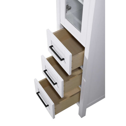 16 Inch Bath Storage Glass Cabinet in White