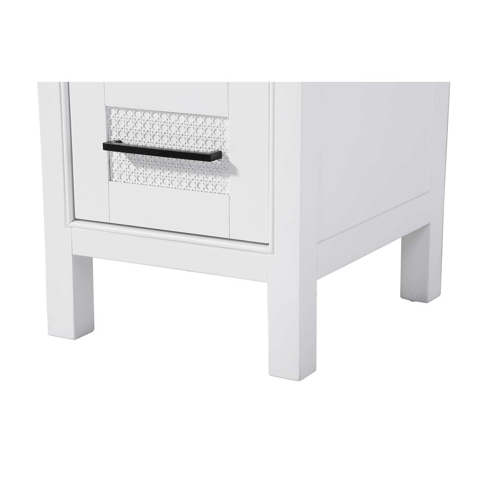 16 Inch Bath Storage Glass Cabinet in White