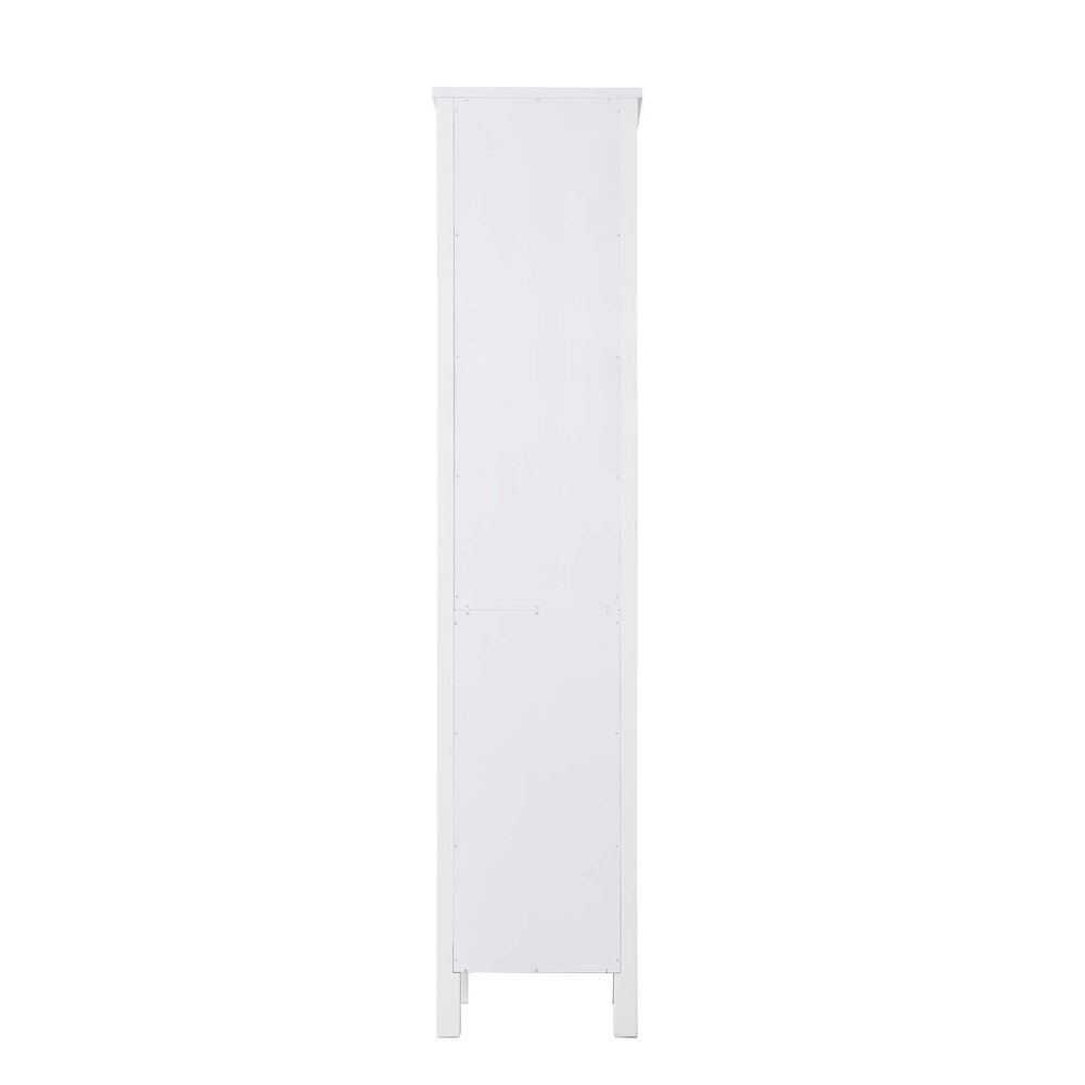 16 Inch Bath Storage Glass Cabinet in White