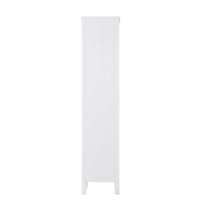 16 Inch Bath Storage Glass Cabinet in White