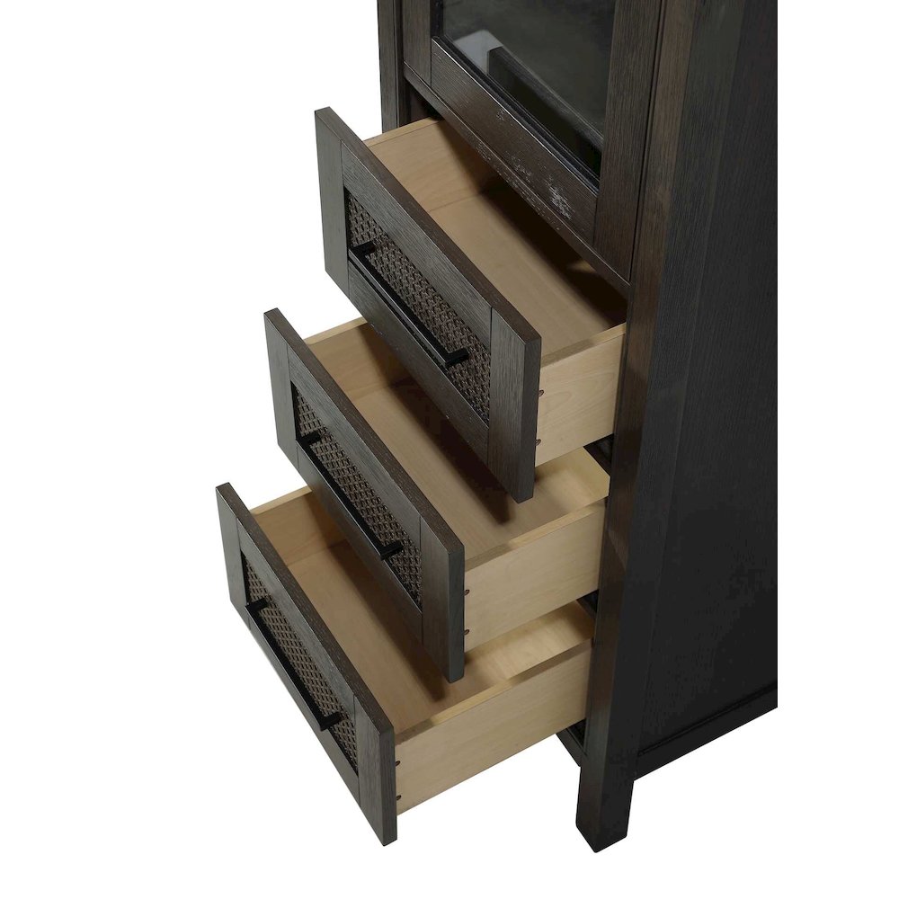 20 Inch Bath Storage Glass Cabinet in Chocolate Oak