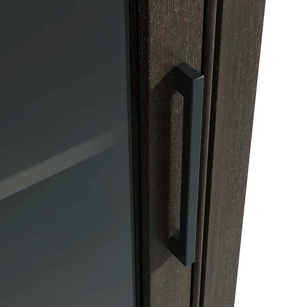 20 Inch Bath Storage Glass Cabinet in Chocolate Oak
