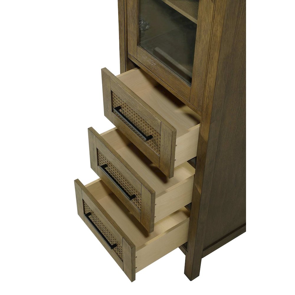 20 Inch Bath Storage Glass Cabinet in Hazel Oak