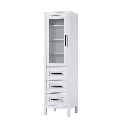 20 Inch Bath Storage Glass Cabinet in White