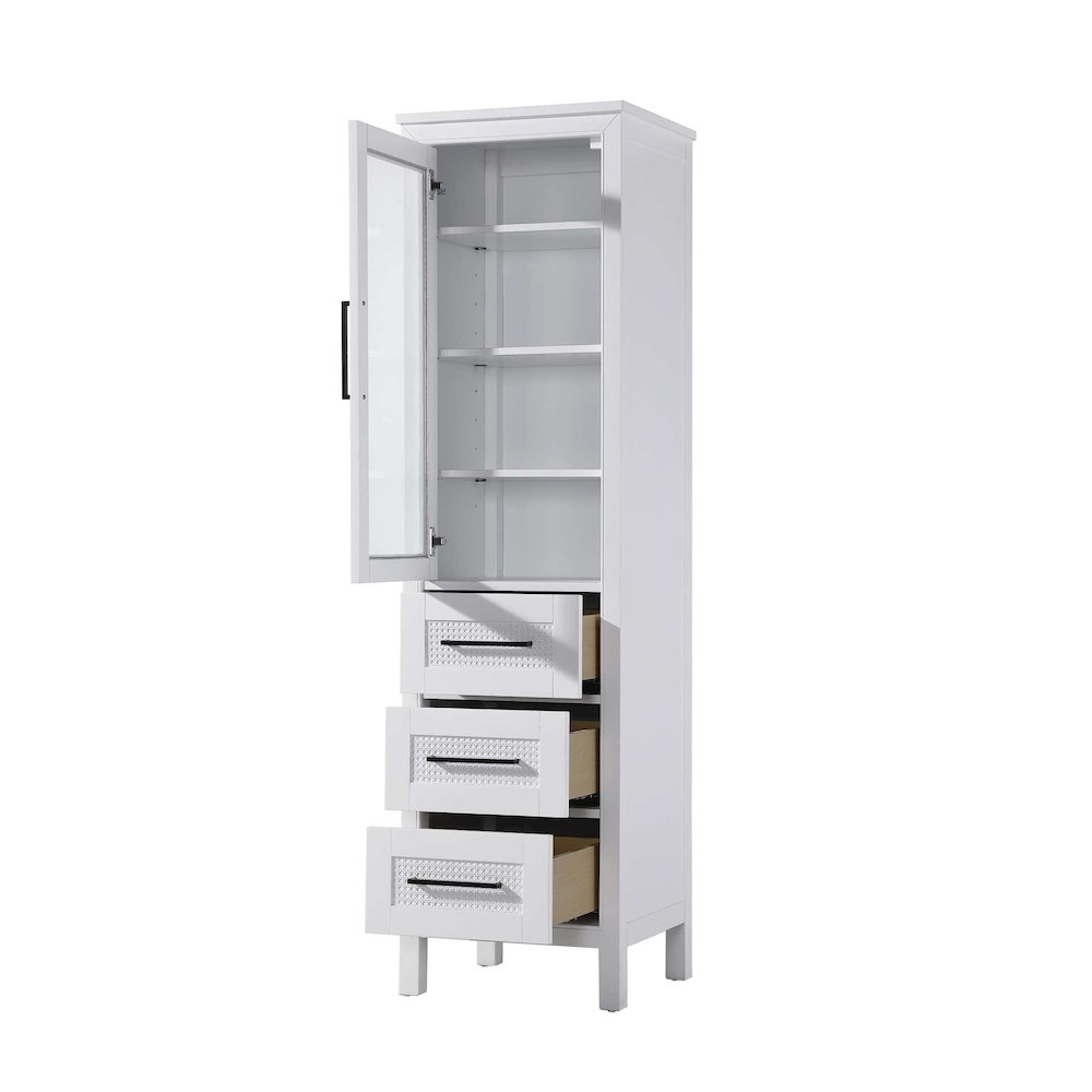 20 Inch Bath Storage Glass Cabinet in White
