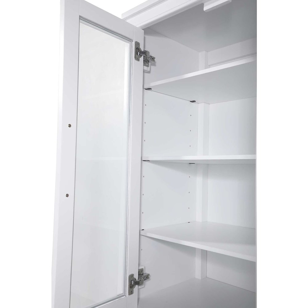 20 Inch Bath Storage Glass Cabinet in White