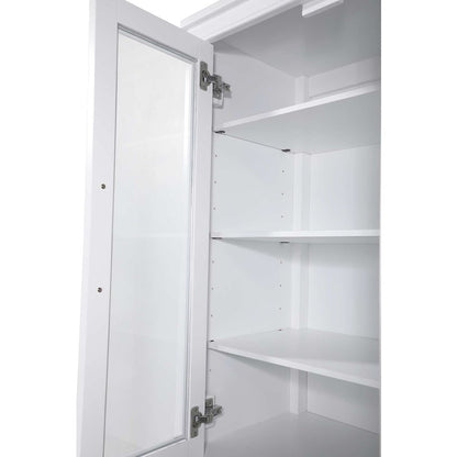 20 Inch Bath Storage Glass Cabinet in White