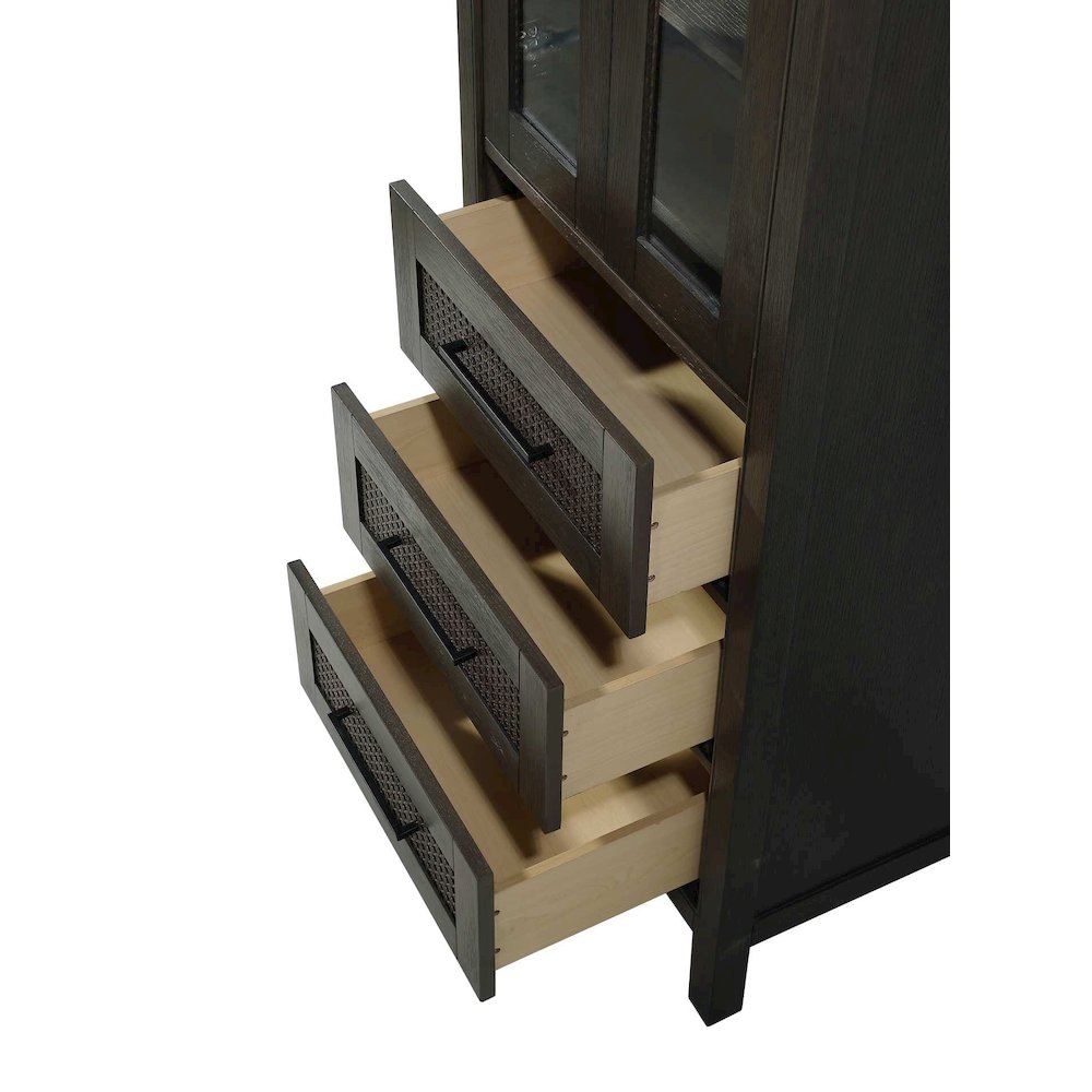 24 Inch Bath Storage Glass Cabinet in Chocolate Oak