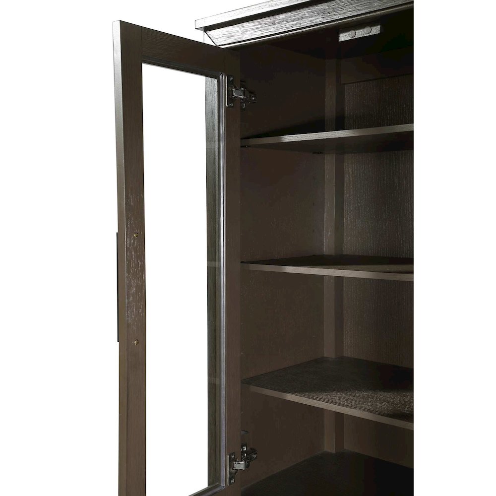 24 Inch Bath Storage Glass Cabinet in Chocolate Oak