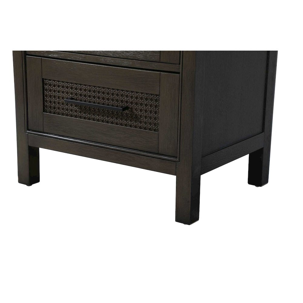 24 Inch Bath Storage Glass Cabinet in Chocolate Oak