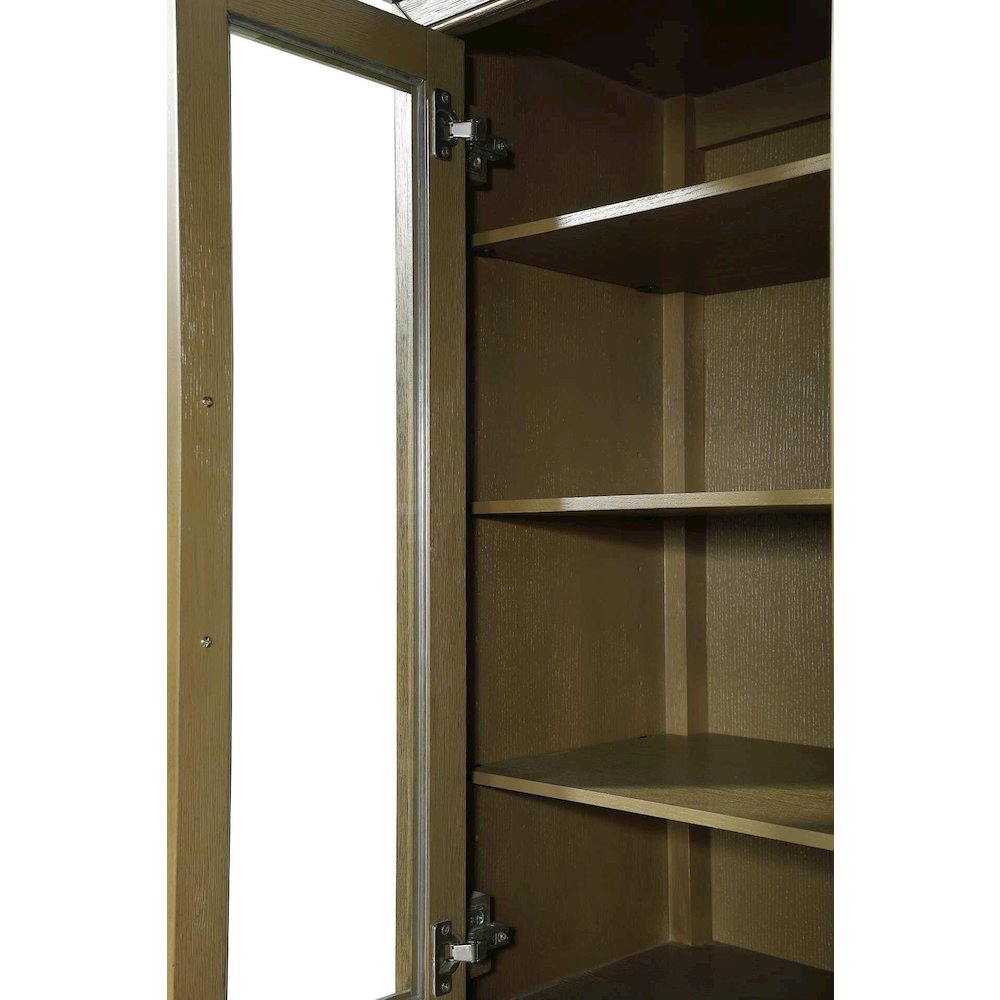 24 Inch Bath Storage Glass Cabinet in Hazel Oak