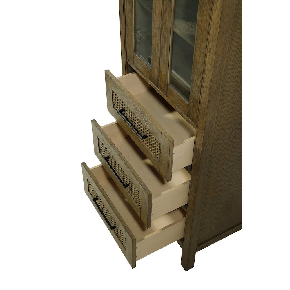 24 Inch Bath Storage Glass Cabinet in Hazel Oak
