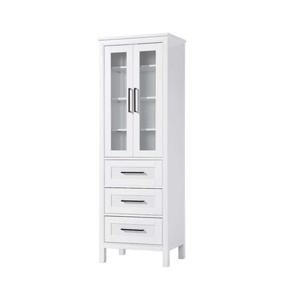 24 Inch Bath Storage Glass Cabinet in White
