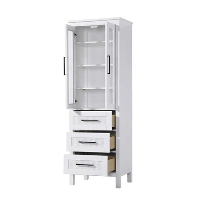 24 Inch Bath Storage Glass Cabinet in White