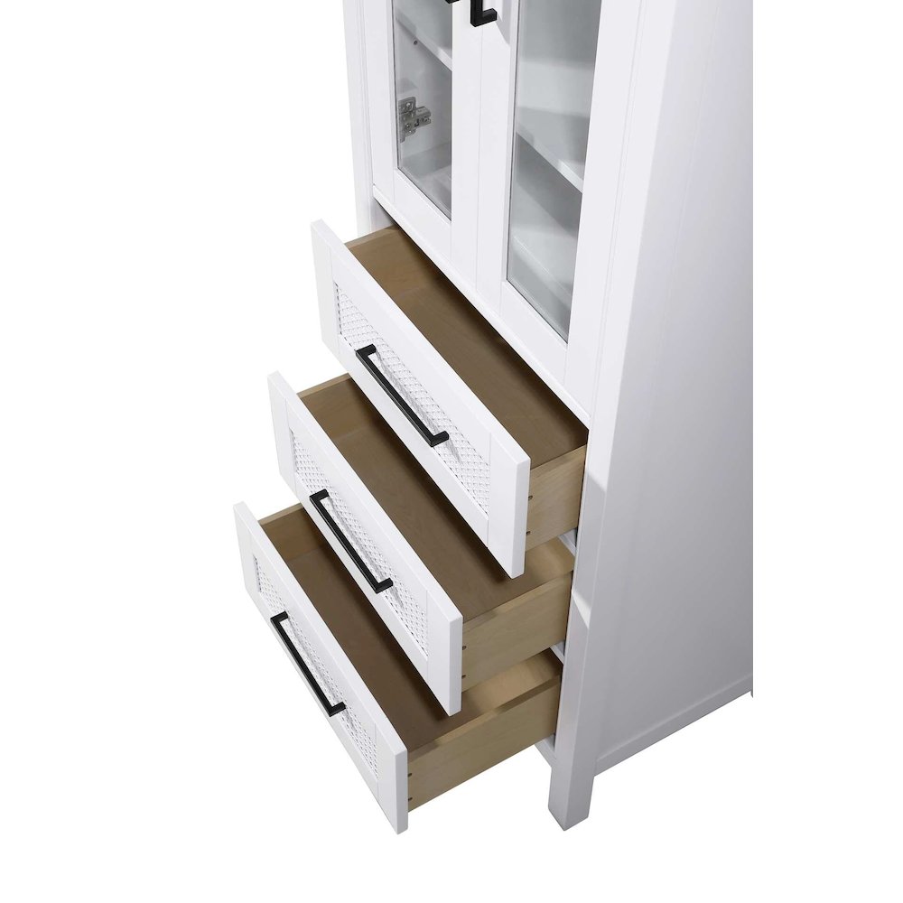 24 Inch Bath Storage Glass Cabinet in White