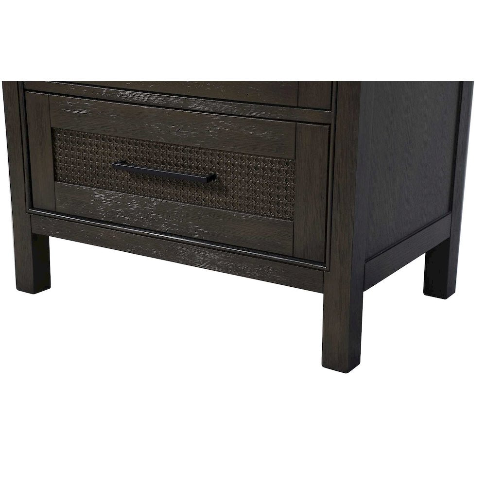 28 Inch Bath Storage Glass Cabinet in Chocolate Oak
