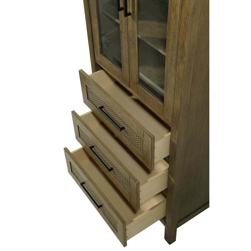 28 Inch Bath Storage Glass Cabinet in Hazel Oak