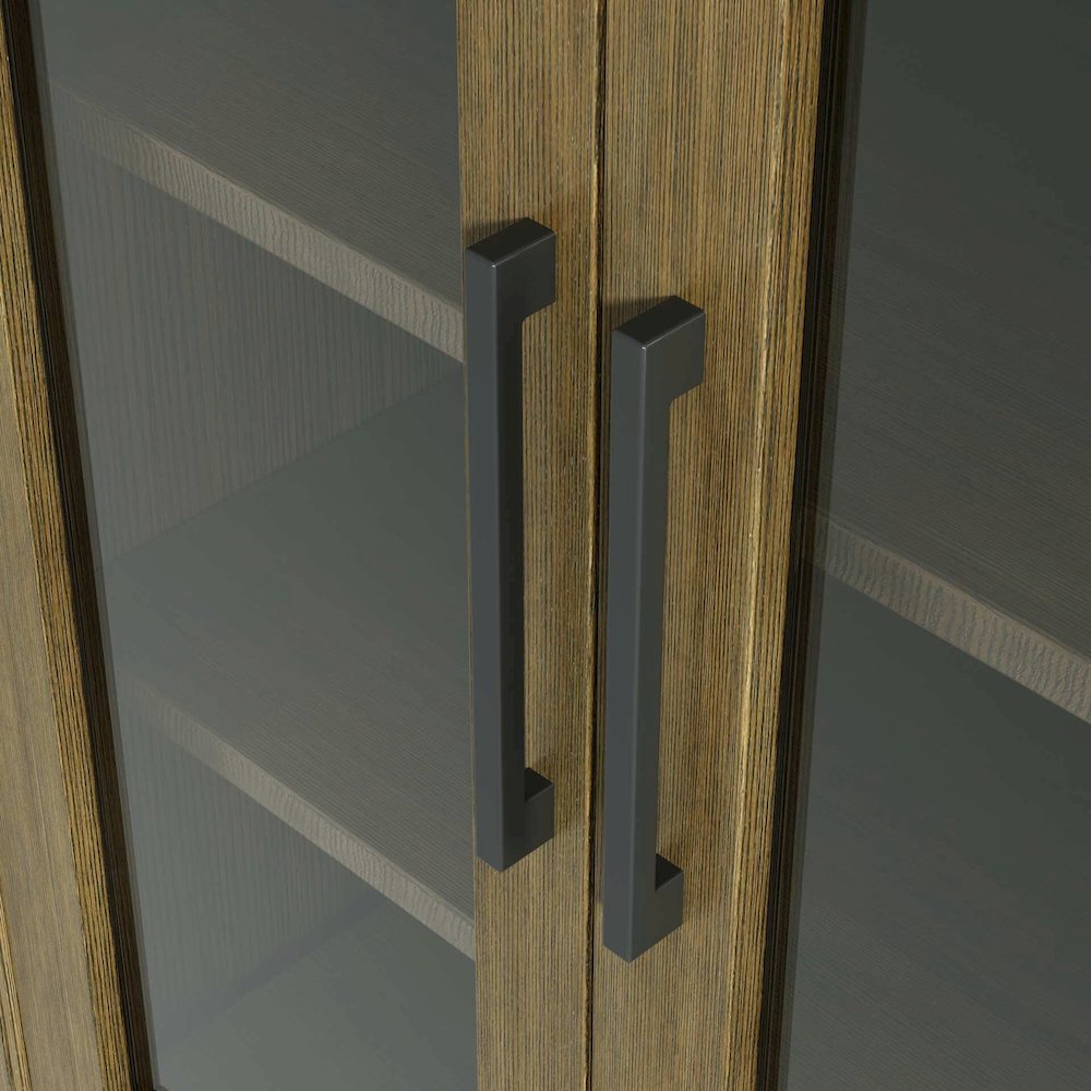 28 Inch Bath Storage Glass Cabinet in Hazel Oak