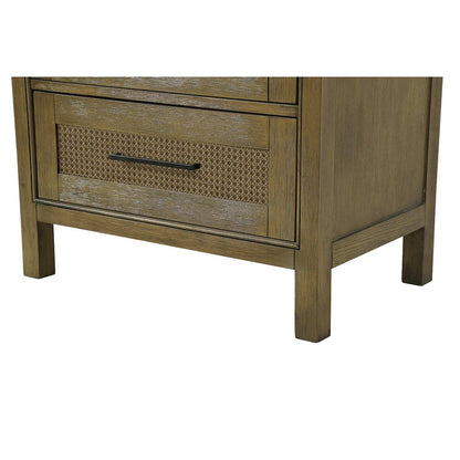 28 Inch Bath Storage Glass Cabinet in Hazel Oak