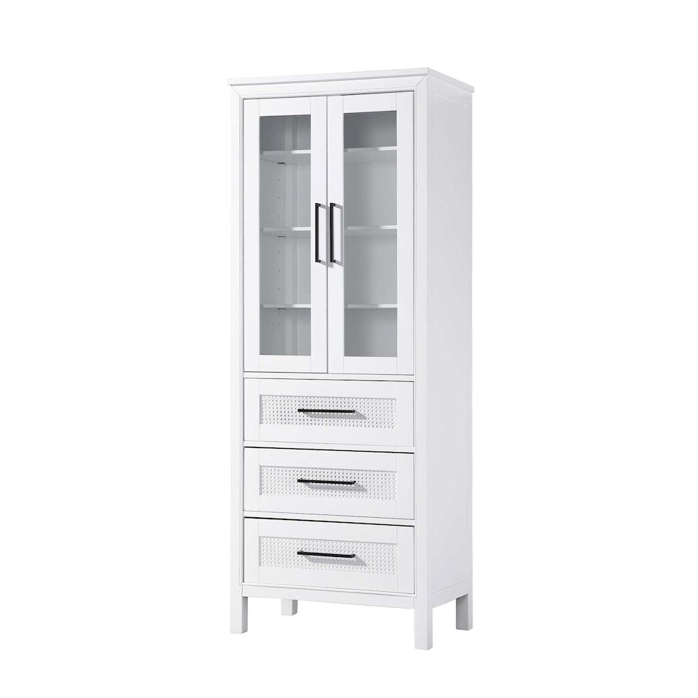 28 Inch Bath Storage Glass Cabinet in White