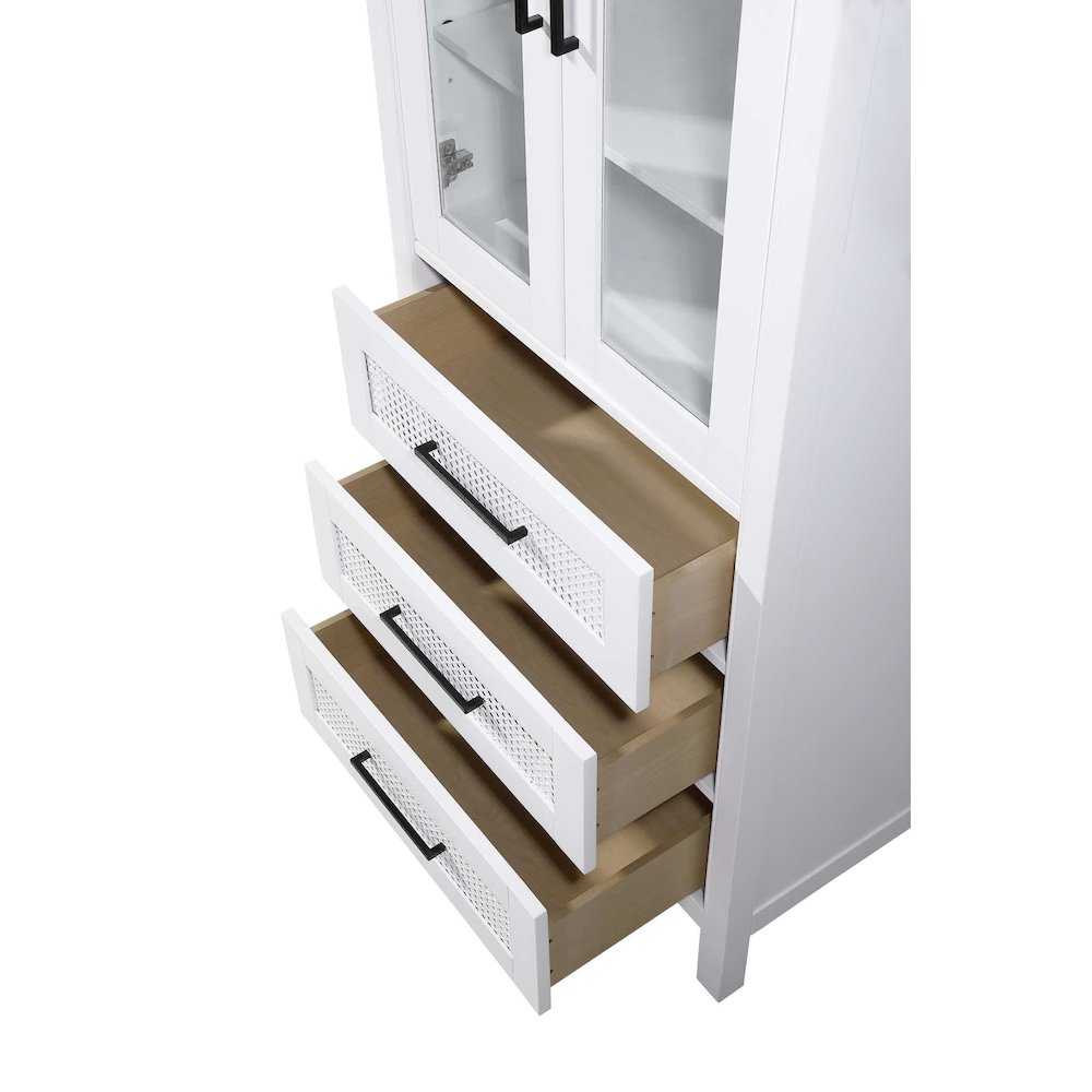 28 Inch Bath Storage Glass Cabinet in White
