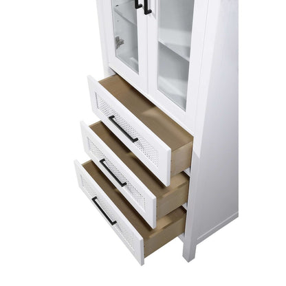 28 Inch Bath Storage Glass Cabinet in White