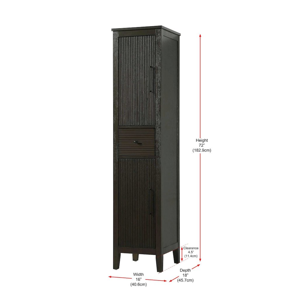 16 Inch Bath Storage Cabinet in Chocolate Oak