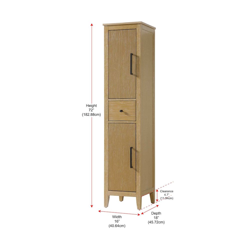 16 Inch Bath Storage Cabinet in Linen Oak