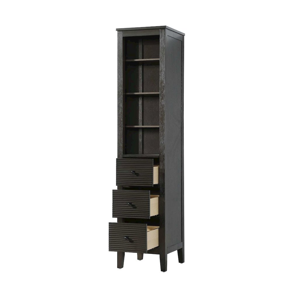 16 Inch Open Shelving Bath Storage Cabinet in Chocolate Oak