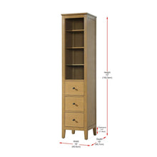 16 Inch Open Shelving Bath Storage Cabinet in Honey Teak