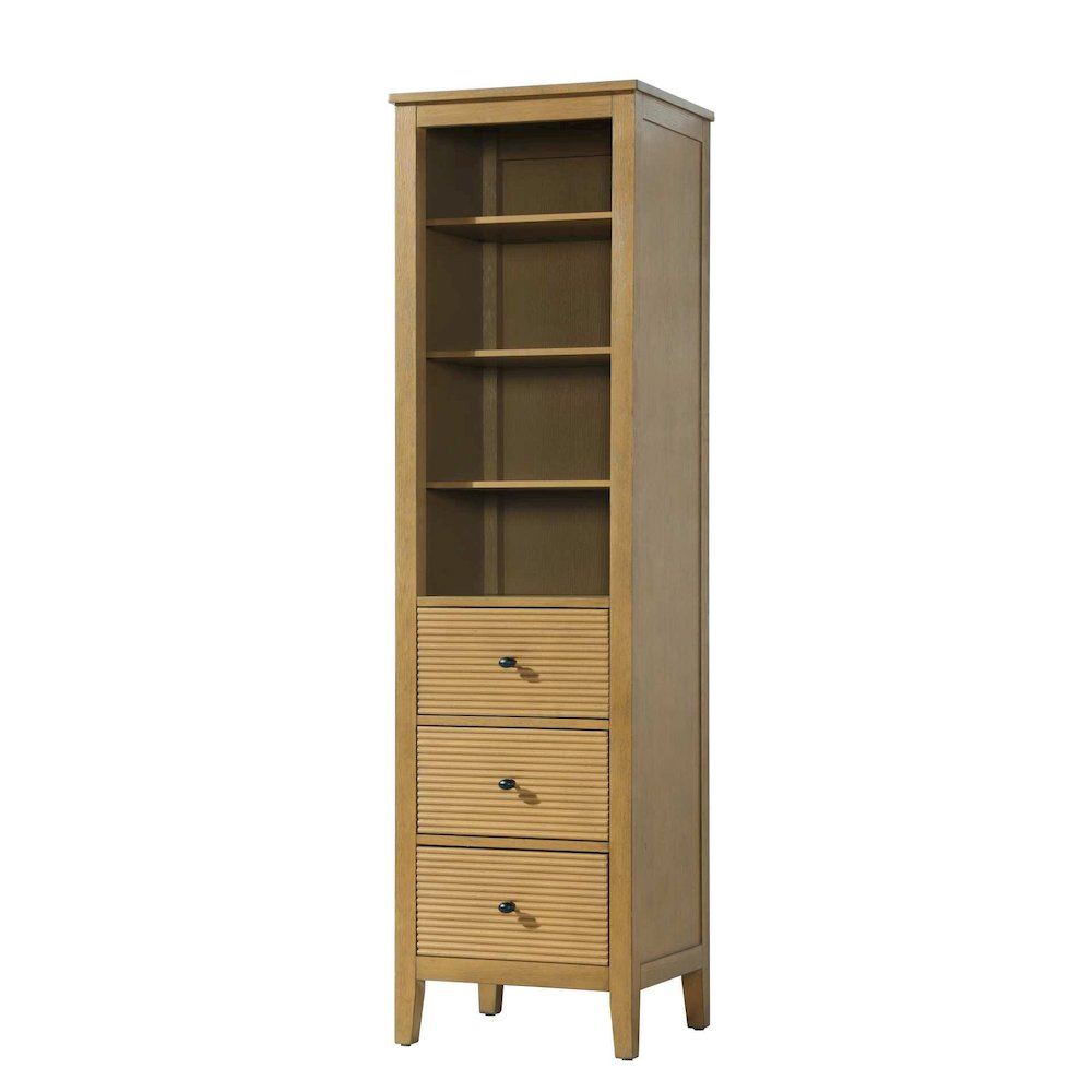 20 Inch Open Shelving Bath Storage Cabinet in Honey Teak
