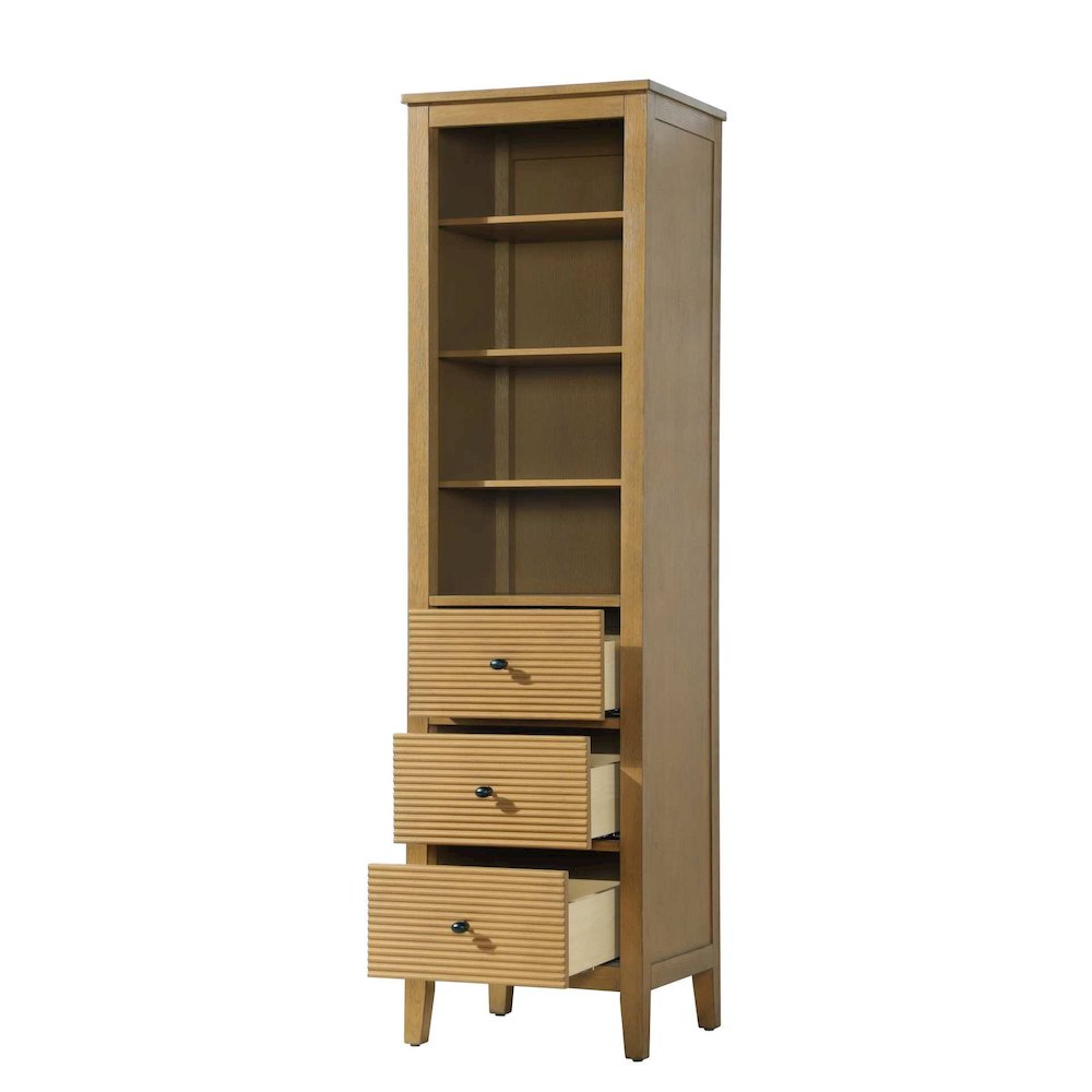 20 Inch Open Shelving Bath Storage Cabinet in Honey Teak