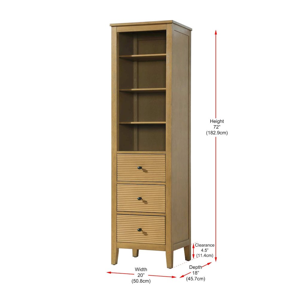 20 Inch Open Shelving Bath Storage Cabinet in Honey Teak