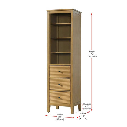 20 Inch Open Shelving Bath Storage Cabinet in Honey Teak