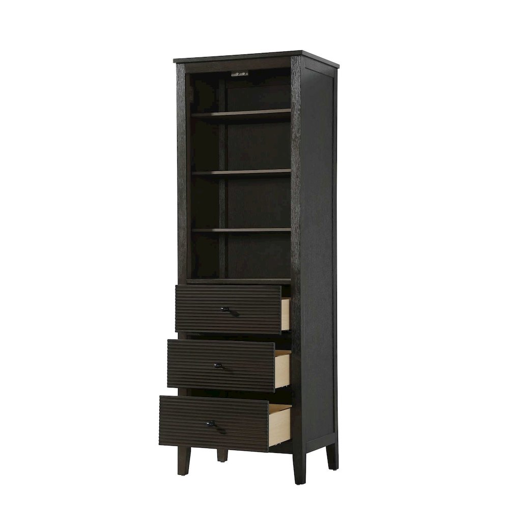 24 Inch Open Shelving Bath Storage Cabinet in Chocolate Oak