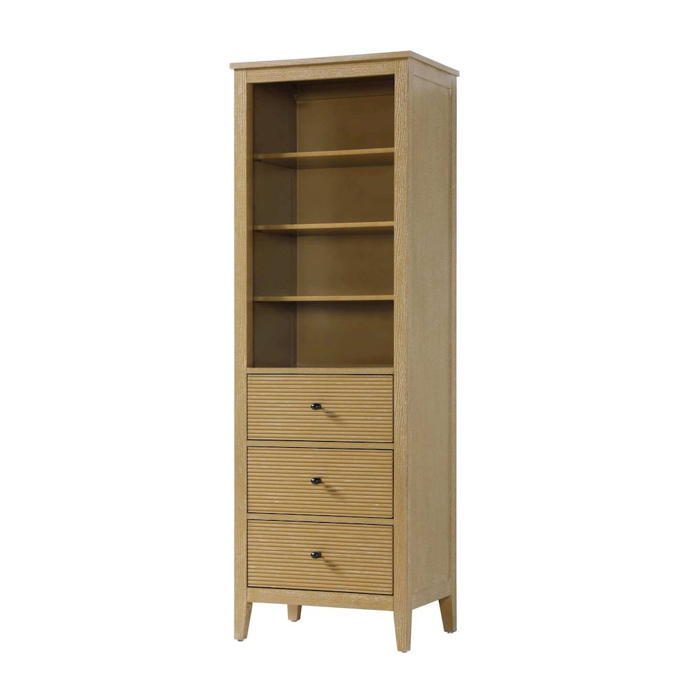 24 Inch Open Shelving Bath Storage Cabinet in Linen Oak