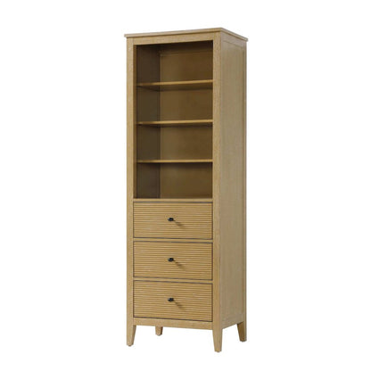 24 Inch Open Shelving Bath Storage Cabinet in Linen Oak