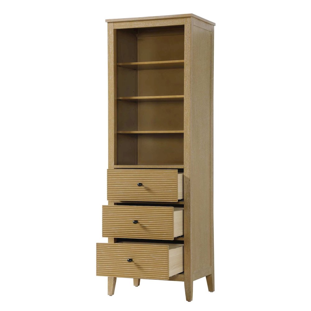 24 Inch Open Shelving Bath Storage Cabinet in Linen Oak