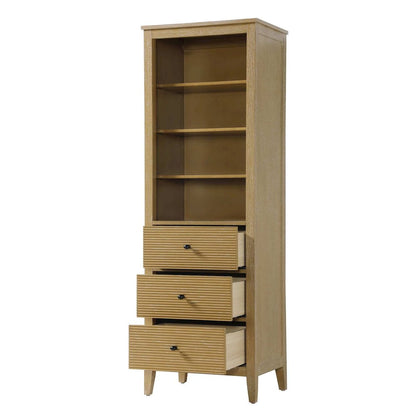24 Inch Open Shelving Bath Storage Cabinet in Linen Oak