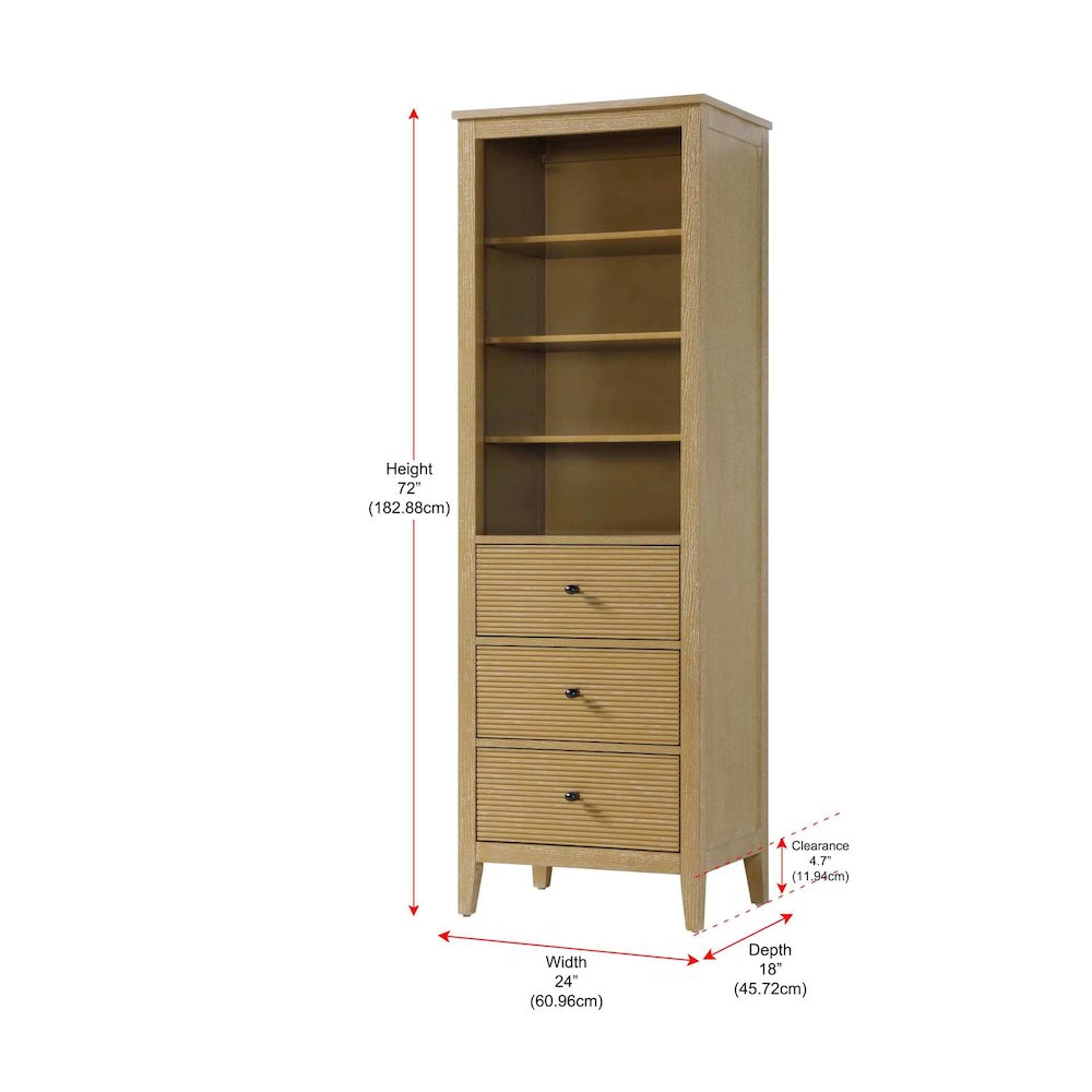 24 Inch Open Shelving Bath Storage Cabinet in Linen Oak
