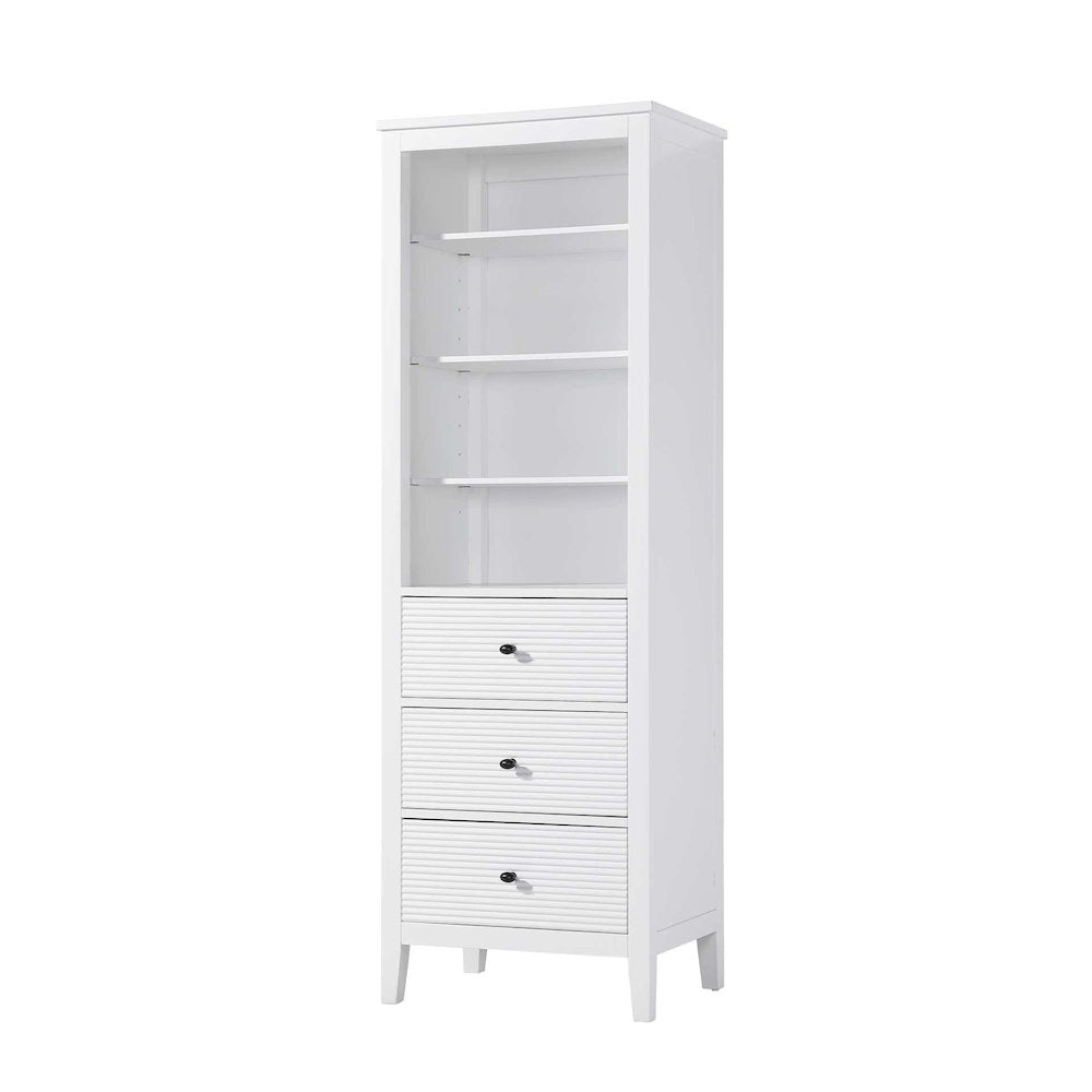 24 Inch Open Shelving Bath Storage Cabinet in White
